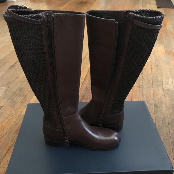 Cole Haan Simona Brown Leather Riding Boots - Picture 2 of 8